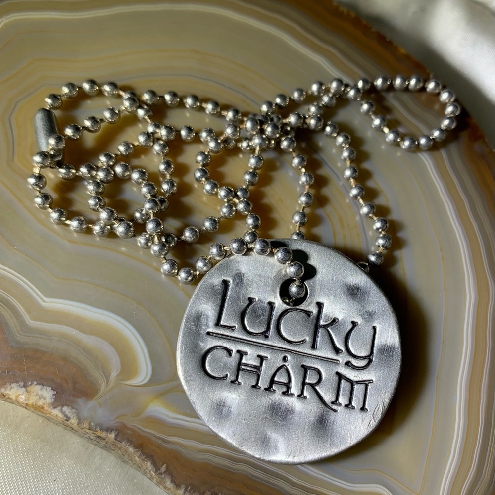 PEWTER LUCKY CHARM NECKLACE